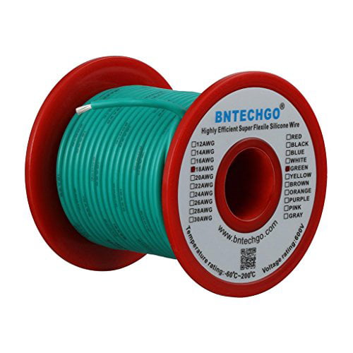 BNTECHGO 18 Gauge Silicone wire spool 50 ft White Flexible 18 AWG Stranded Tinned Copper Wire 